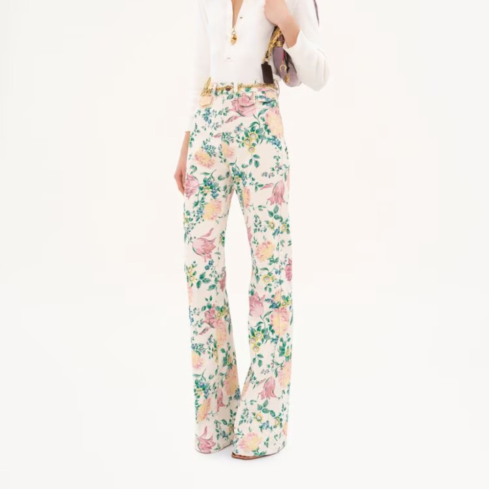 Chloe Floral Wide-Leg Pants sz 42